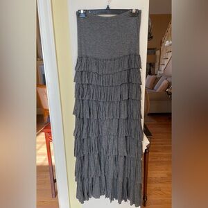 Philosophy gray ruffled layered maxi skirt